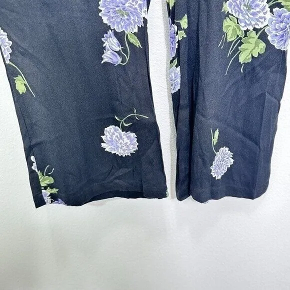 Reformation‎ Size 0 Jumpsuit Black Floral Short Sleeve V Neck Wedding Guest - Image 5