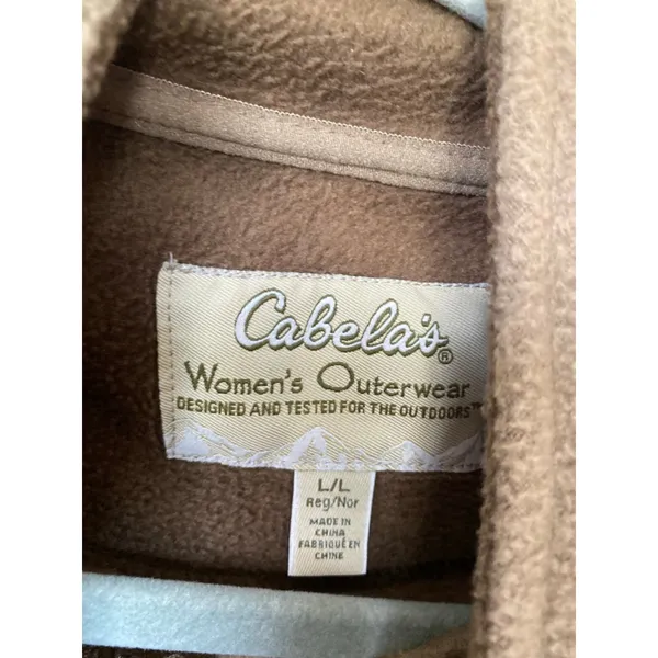 Cabelas Fleece Zip Jacket Brown Green Cozy Buttery Soft‎ Outdoor Granola Autumn - Image 4