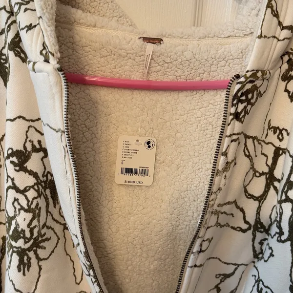 Free People Billie sherpa hoodie in ivory combo - Image 5