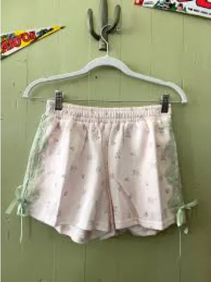 Soft Cotton Lounge Shorts with Mint Lace Trim NEW M - Image 3