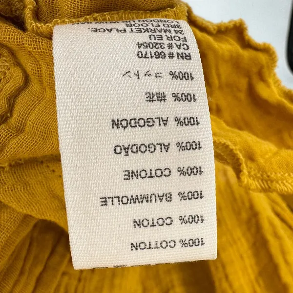 Free People Mustard Yellow Oversized Gauze Cotton Boho Tunic Top Medium‎ - Image 10