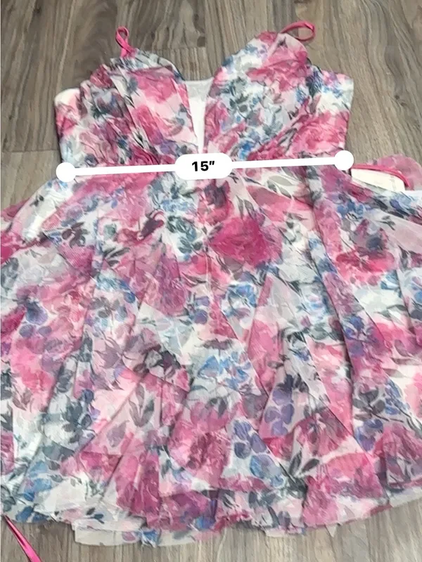 Pink Floral Tie-Waist Mini Dress - Image 11