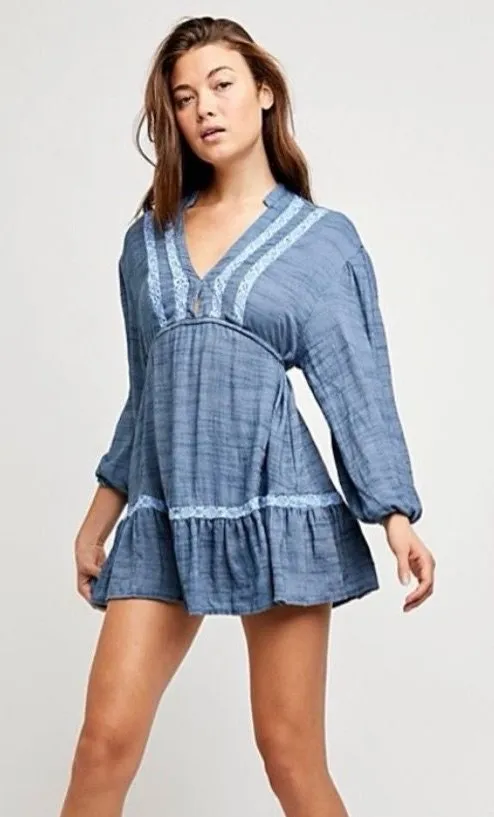 Free People Rugged Swing Dress in Blue Jean - Image 2