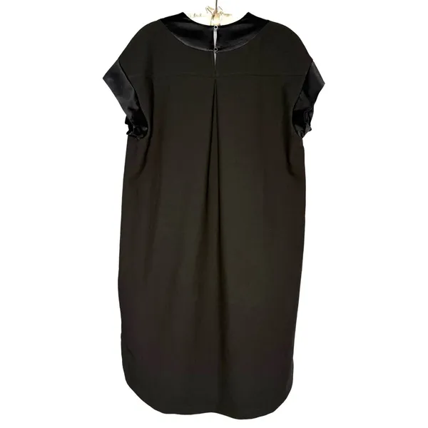 Maeve by Anthropologie XL Sleeveless Black Shift‎ Dress Pleated Front Satin Trim - Image 4