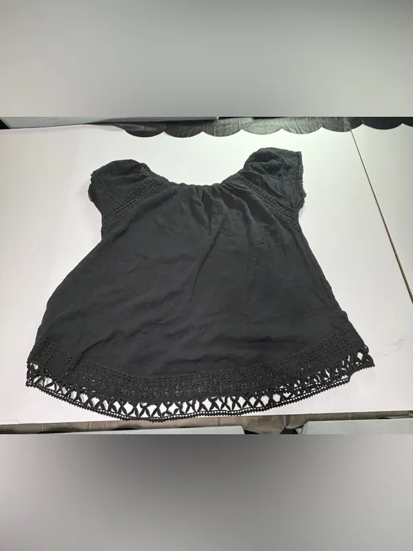 Victoria's Secret Black Off-Shoulder Crochet Trim Top - Image 6