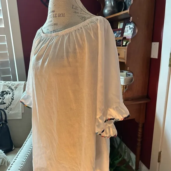 Anne Cole White Flutter Sleeve Blouse - Image 2