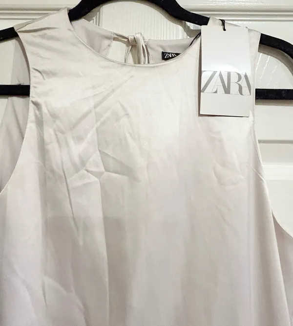 Sold Out Vira L Zara Asymmetrical Satin Effect Midi Dress Nwt S - Image 12