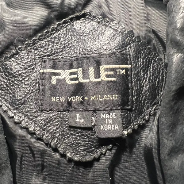 VTG PELLE‎ New York Milano Black Leather Jacket Snakeskin Print Womens Large 90s - Image 3