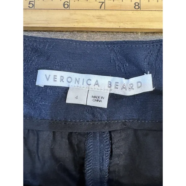 Veronica Beard navy blue wide-leg jacquard trousers Size 4 - Image 5