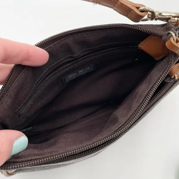 Vintage Nine West Y2K Mini Shoulder Bag Purse Deep Brown Faux Leather Retro 2000 - Image 3
