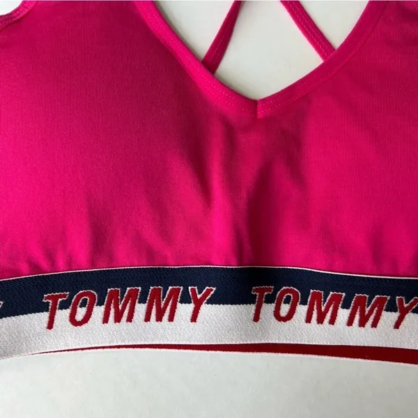 Nwt Tommy Hilfiger sport magenta strappy cross back sport bra size small - Image 2