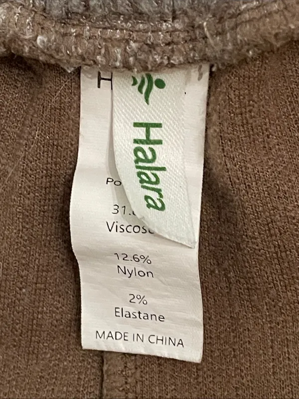Halara Ribbed Mid Rise Drawstring Pockets Wide Leg Cargo Pants Medium Taupe - Image 10