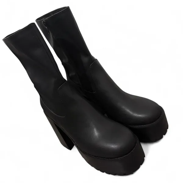 Princess polly platform mid calf chunky heel Garbo Boots Black - Image 2