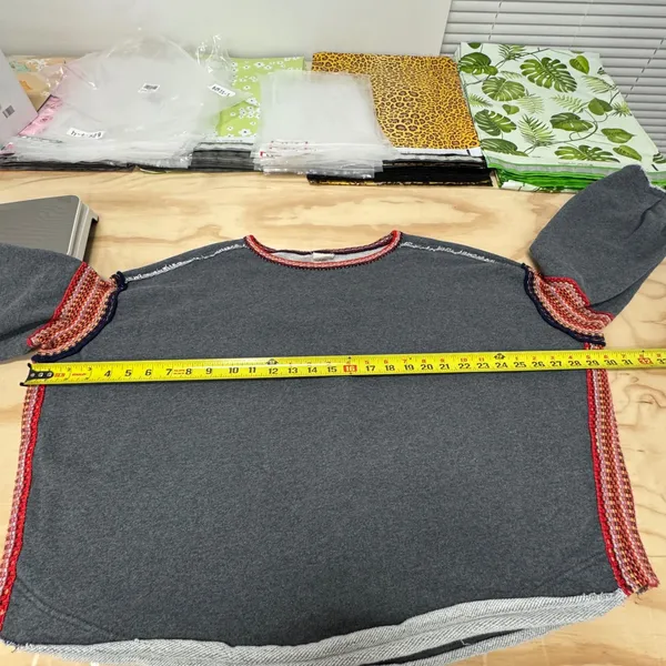Natural Life Knit Trim Sweatshirt Top Boho Oversized Boxy‎ Heather Gray L/XL - Image 11