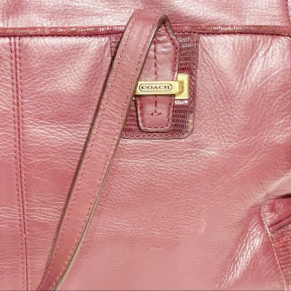 Coach‎ Taylor Red Leather Alexis Carryall Bordeaux Shoulder Bag Tote 25205 Gold - Image 3