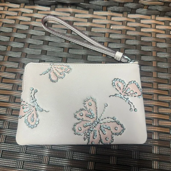 coach Corner Zip Wristlet With Sparkly Butterfly Print ccj72 - Image 2