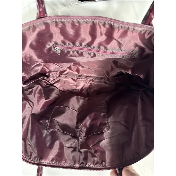 Brentwood Beauties Faux Leather Croc Tote Bag Purse Brown Shiny - Image 6