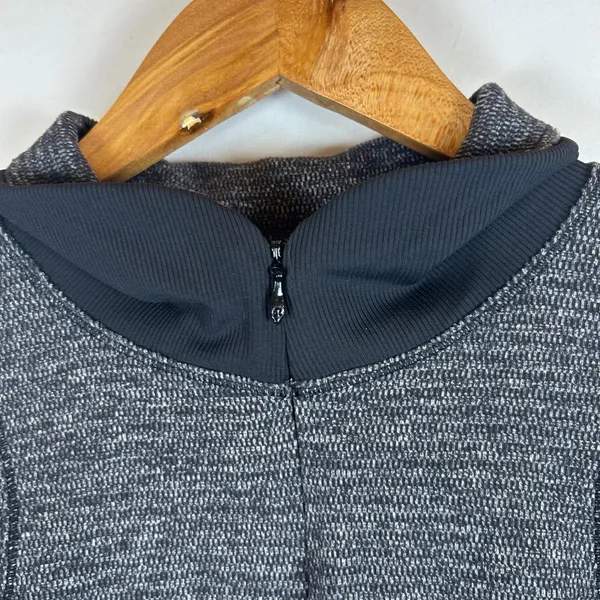 Lululemon Rest Less 1/4 Zip Pullover Black White Thumbholes Size 10 - Image 10