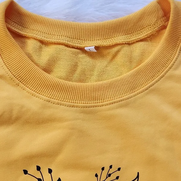 -807 "Tend to your garden" long sleeve Bohemian sweatshirt pullover yellow Large - Image 5