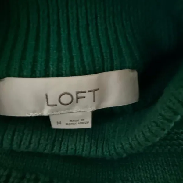 LOFT Green Ribbed Knit Mock Neck Sweater - Image 5
