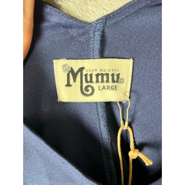Show Me Your Mumu Kendall Maxi Dress Navy Blue Wedding Bridesmaid Large New - Image 6