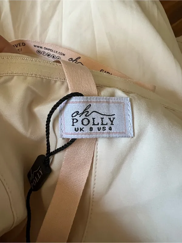 Oh Polly Imogene Scarf-Detail Strapless Gown Maxi Dress in Ivory Size 4 - Image 9