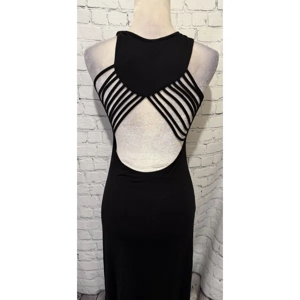 Venus Black strappy back maxi dress Rayon Blend distinctive open back Size Small - Image 3