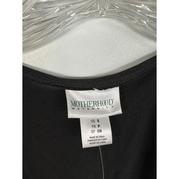 NWT Motherhood Maternity‎ Small Womens Top Black Stretch V-Neck Cap Sleeve - Image 2