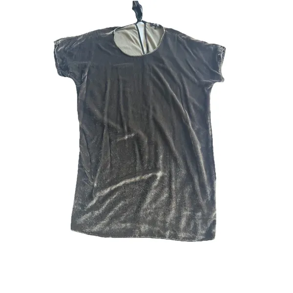 Madewell Velvet Bow Back Tee Dress Short Sleeve Silvery Gray Silk Blend Medium - Image 4