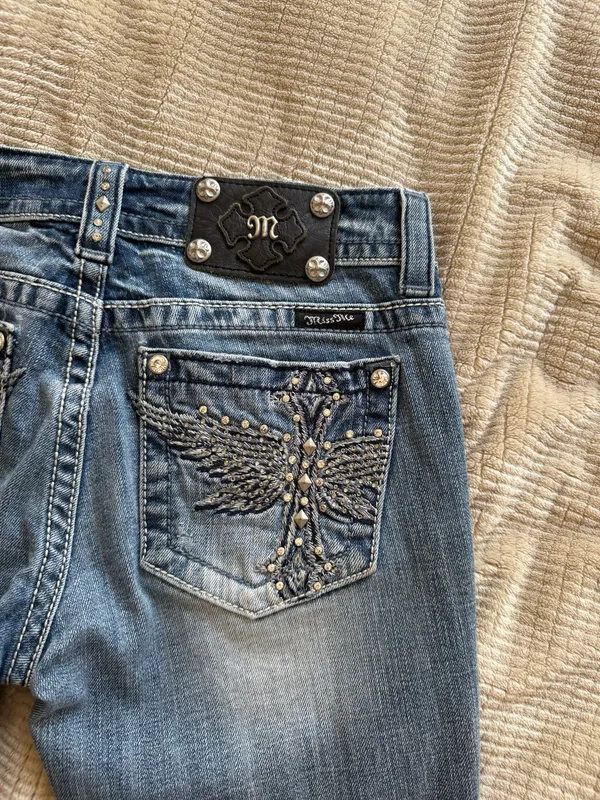 Miss me Jeans 27 skinny light wash angel wings - Image 2
