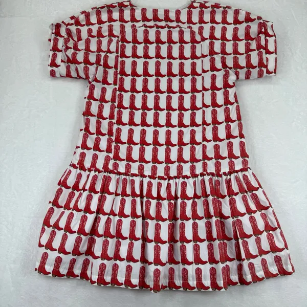 Brooke Wright‎ Lucy Dress Medium White Red Cowboy Boot Cotton Poplin NWT READ - Image 10
