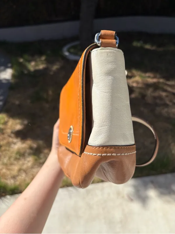 Coach Leather Crossbody Orange/Brown/cream - Image 3