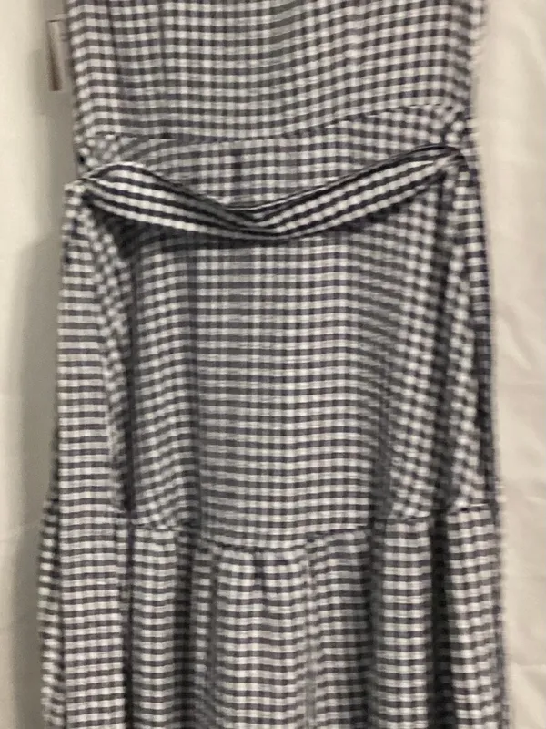 Melonie Black & white gingham button up dress bottom ruffle cloth belt unworn - Image 4