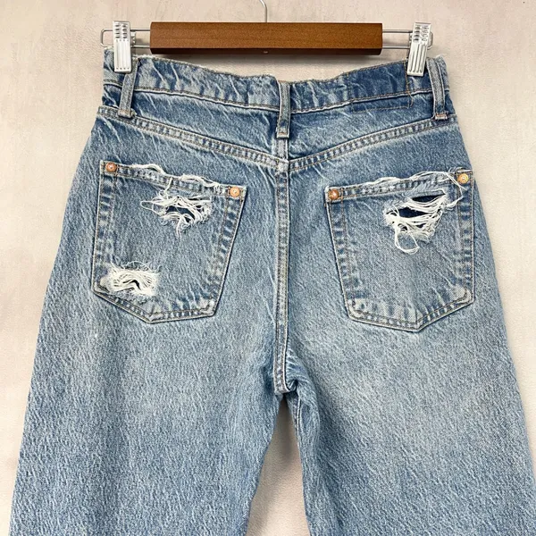 We The Free Womens Jeans Size 25 Tapered Baggy Boyfriend Distressed Grunge Indie - Image 6