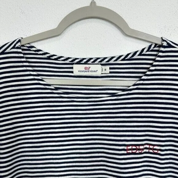 Vineyard‎ Vines Size Medium Navy Blue White Striped Crewneck Longsleeve Modal - Image 6