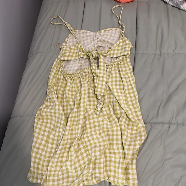 Green Gingham Tie Back Mini Dress Size XS - Image 2