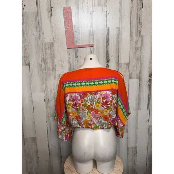 Floral & Ivy Bright Retro Floral Top | Orange Multicolor Balloon Sleeve Blouse – - Image 7