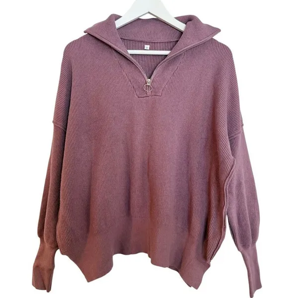 Amazon purple ribbed quarter zip sweater size S - Image 7