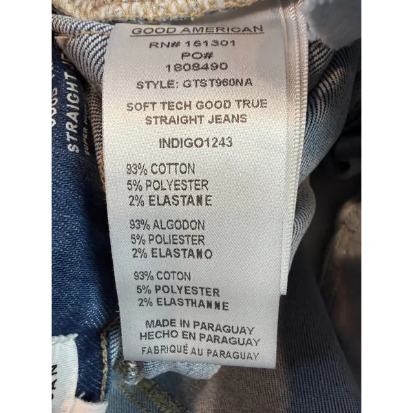Good American Good True Straight Jeans Super High Rise Blue Indigo1243 Size 2/26 - Image 8