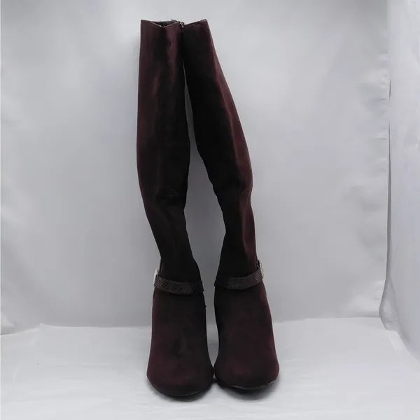 Karen Scott Sharonn Brown Knee High Boots 7.5M Faux Suede Chunky Block Heel - Image 3
