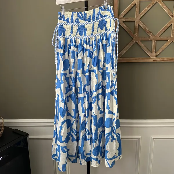 Promesa Cabana Floral Tie Detail Maxi Skirt Blue - Small - Image 2
