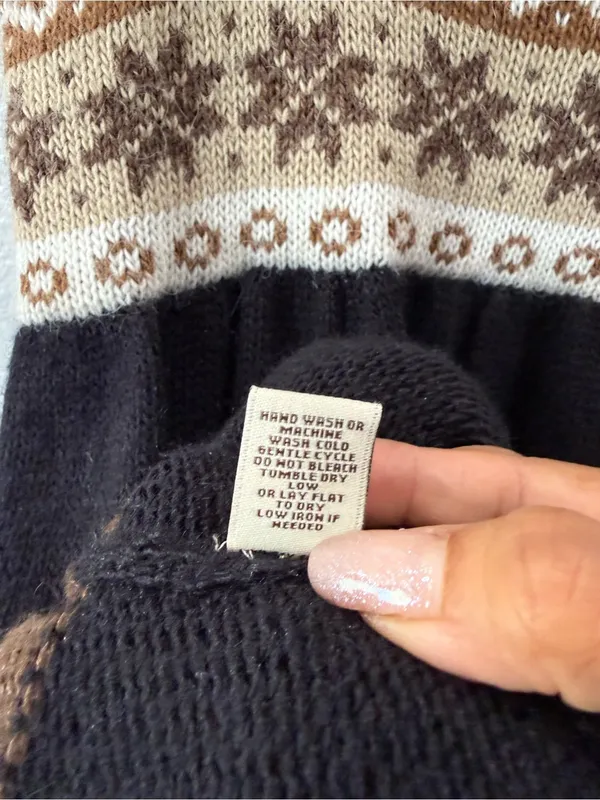 Carolina K XS Alpaca Merino Wool Fair Isle Babydoll Mini Dress Boho Cottagecore - Image 6
