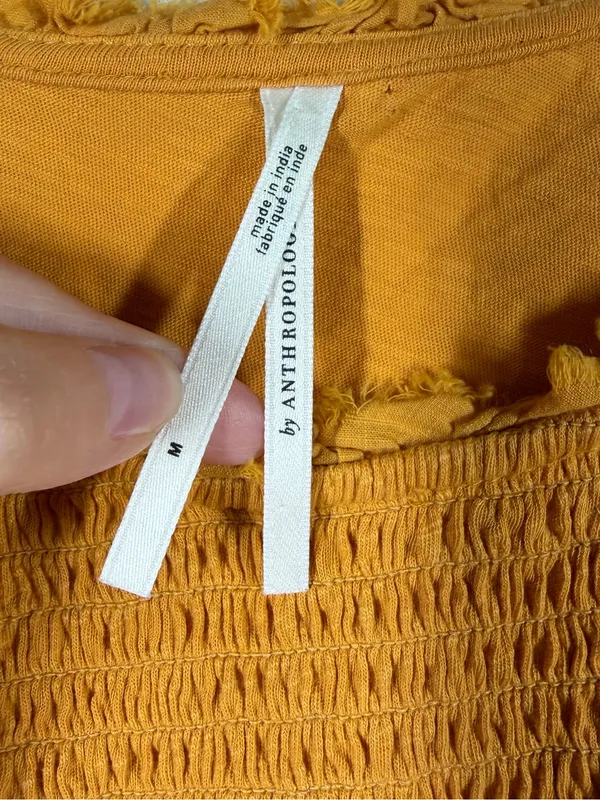 Anthropologie Orange‎ Smocked Puff Short Sleeve Top - Image 3