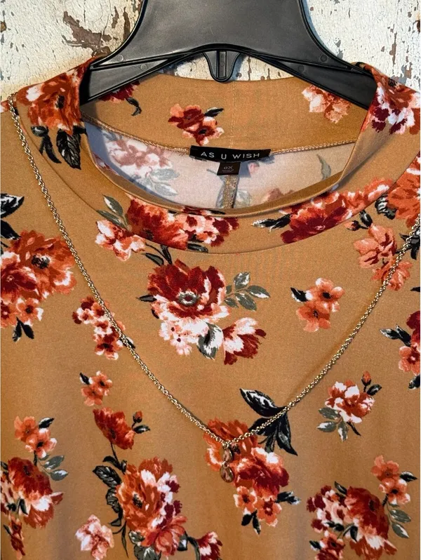 As You Wish NET plus 0X midi dress, mustard floral, great for fall! - Image 3