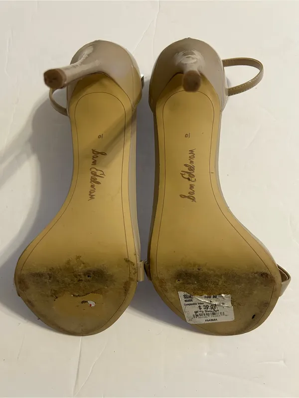Sam Edelman Beige Patent Ankle-Strap Heels - Image 5