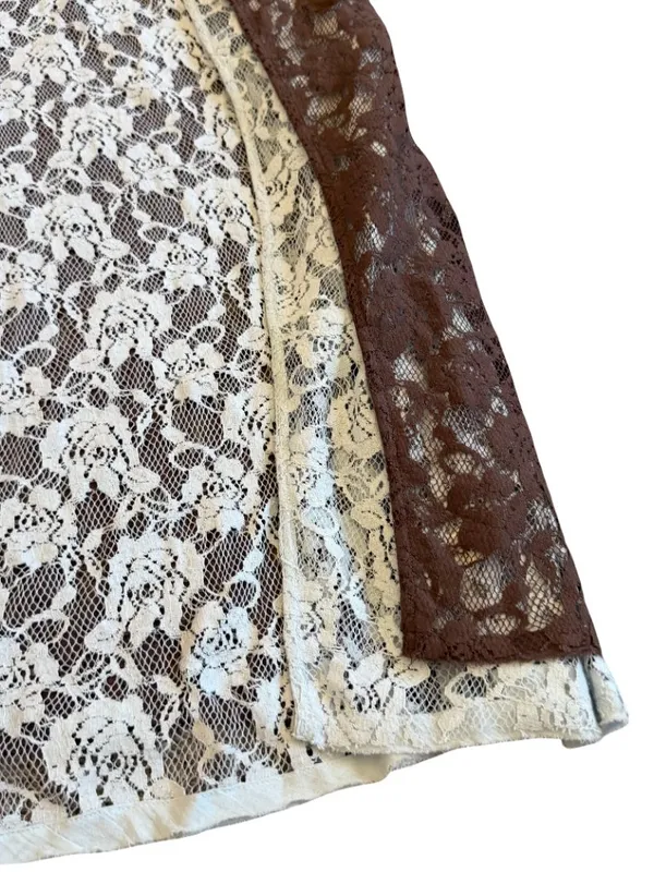 Free People FP One Solene Iced Chocolate High Low Maxi Skirt Stretch Lace NWT - Image 8
