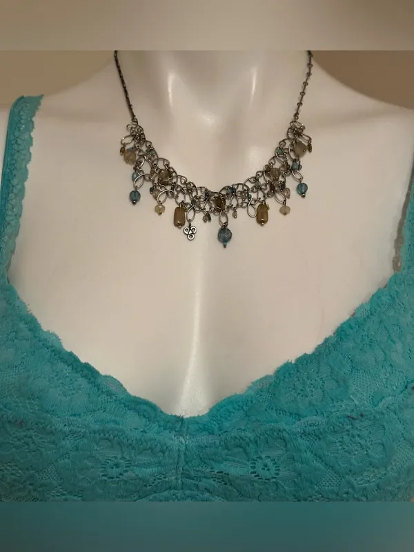 AERIE Turquoise Blue Floral Lace Padded Bralette Adjustable Straps Sz M - Image 4
