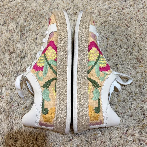 Dolce Vita Azalia Floral Embroidered Woven Raffia Sneakers Size 8.5 - Image 9