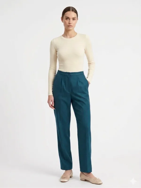 Pendleton Vintage 70s Teal Virgin Wool Lined Pants Size 12 - Image 10