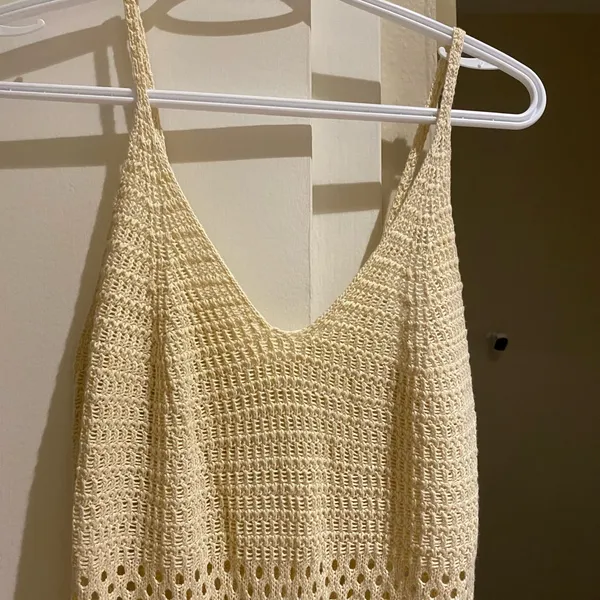 Elegant Cream Crochet maxi Dress - Image 3